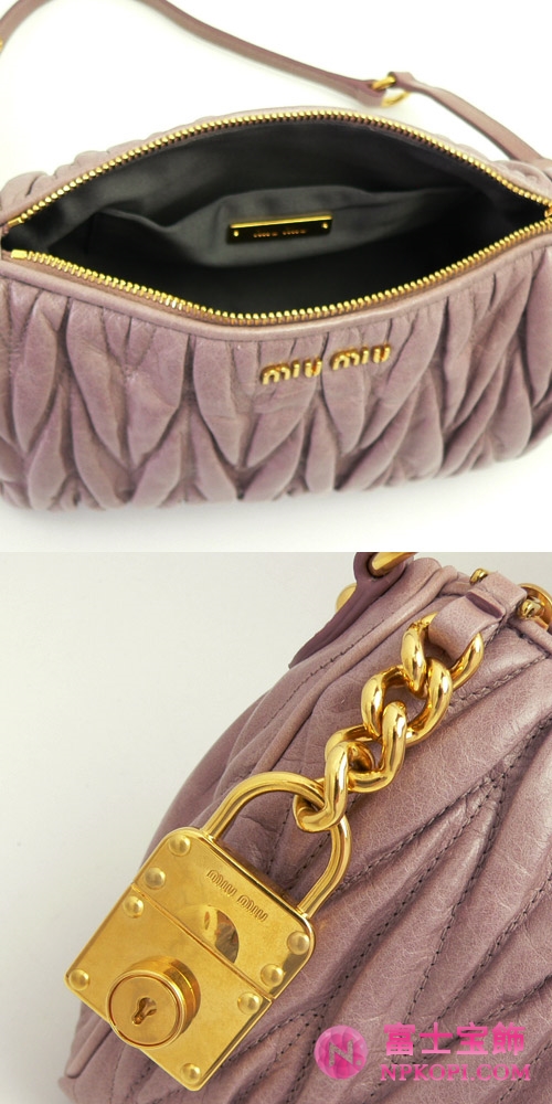 MIUMIU ミュウミュウ クラッチバッグ ポシェット 2WAY ヴィンテージ レザー チェリーピンク 5N1521 MATELASSE LUX MUGHETTO